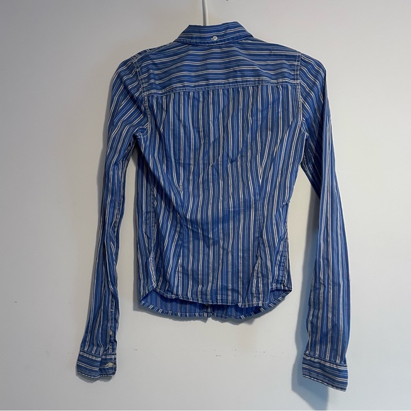 Blue and White Striped Button Up - Picture 6 of 9
